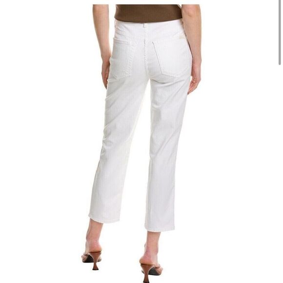 7 For All Mankind High Waist Cropped White Straight Button Fly Jean Size 28 - Picture 2 of 13